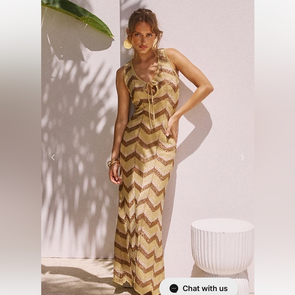 SOLD OUT Runaway The Label Aria Maxi Dress Gold Mutli